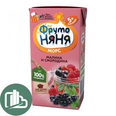 Фруто няня морс малина и смородина 0,2л 1/18