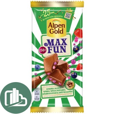 Альпен-голд  МАКСФАН 140гр Ягодный Микс Клубника, Малина, Черника 1/15