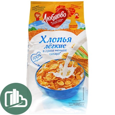 Хлопья Любятово кукурузные легкие 270гр 1/9
