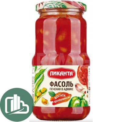 Пиканта Фасоль Печеная в аджике 470гр 1/6