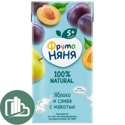 Сок ФрутоНяня 0,2л Яблоко-Слива  1/18