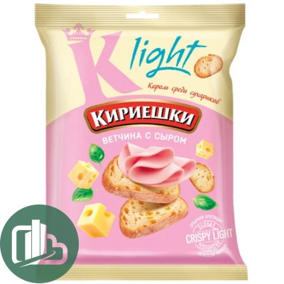 Кириешки light ржан. 33г Ветчина с сыром 1/50