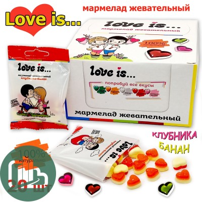 Мармелад LOVE IS  жуймиксик Клубника- банан 20г 1/20 (8)