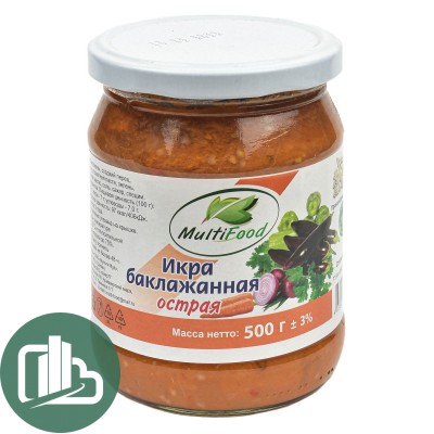 Мультифуд Икра из Баклажанов Острая 500гр 1/12