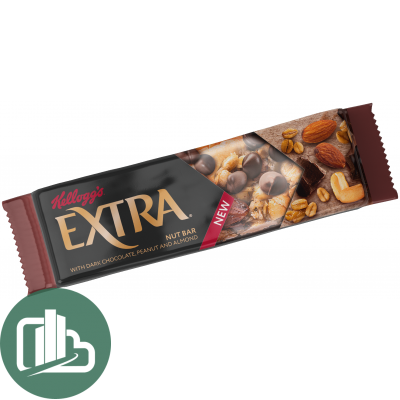Злаковый батончик Kelloggs EXTRA 32гр 1/16 Молочный шок. Арахис и Миндаль