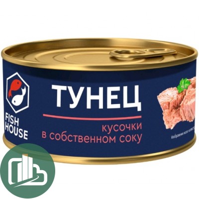 Тунец кусочки в собст. соку 185гр 1/24