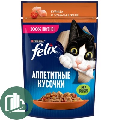 FELIX 75г  Аппетитные кусочки в желе 1/26 Курица томаты