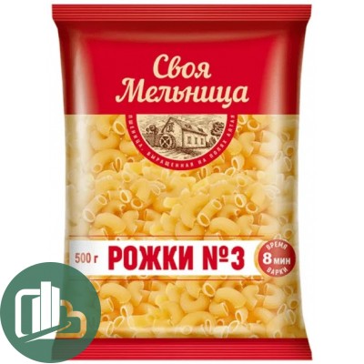 Своя Мельница Макароны Рожки N3 500гр 1/20 КСМ403