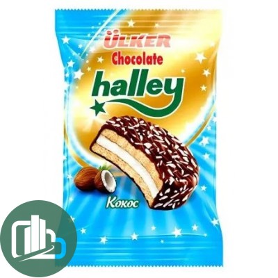 Halley Сендвич+печенье покрытое с молочным шоколадом с маршмеллоу и кокосом 28гр 1/80