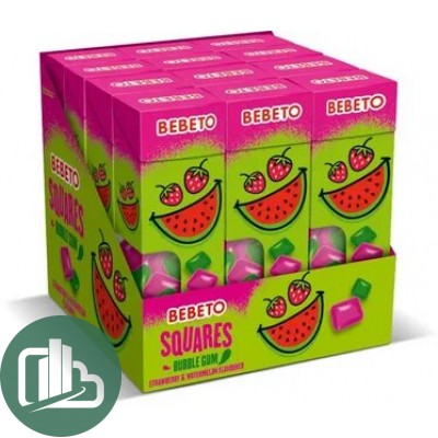 Жев. резинка squares вкусом арбуза и клубники Bebeto 31,1гр 1/12 