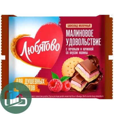 Любятово печенье 66гр с шоколадом Малиновое удовольствие 1/12 