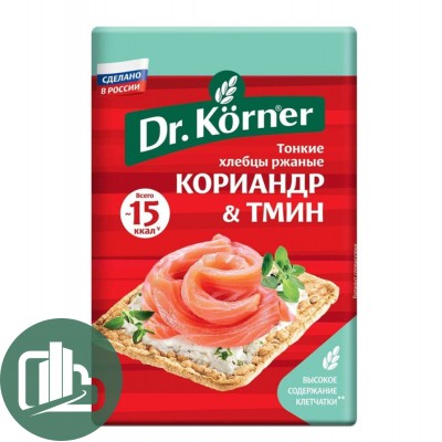 Хлебцы  Dr. Korner Ржаные кориандрон и тмином 100г 1/10 