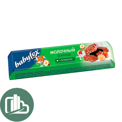 Яшкино батончик молочный BabyFOX с фундуком 45гр 1/30