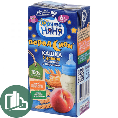 Фруто няня каша 5злаков с персиком 0,2л  1/18