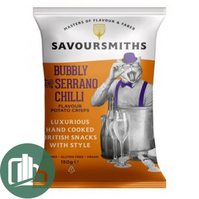 Чипсы картофельные SAVOURSMITHS  со вкусом игристого вина и  острым перцем чили 150гр 1/12