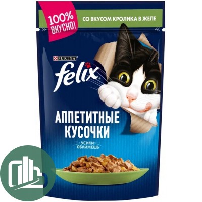 FELIX 75г  Аппетитные кусочки в желе 1/26 Кролик