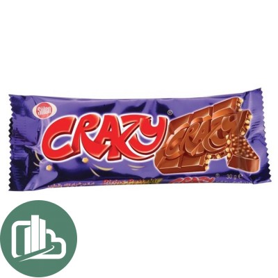 Вафли CRAZY покрыт мол шок с какао начинкой и воздушным рисом 30гр 1/24