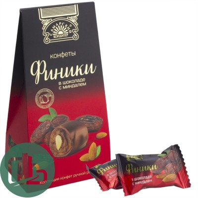 Конфеты в шоколаде с фруктовый корпусом финики в шоколаде с миндалем весовые 3кг 