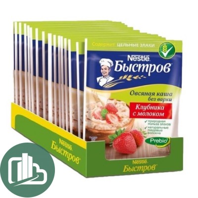 Нестле Быстров каша овсяная с молоком клубника 40гр 1/17