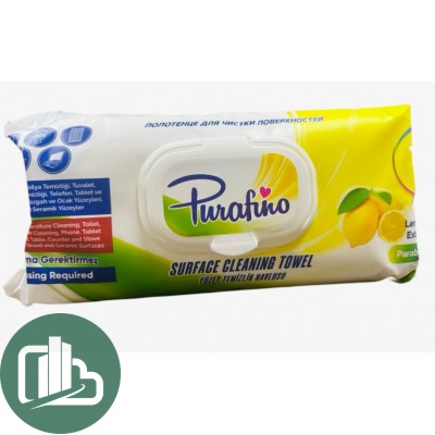 Полотенце для чис.поверх. 100шт 1/12 Purafino с ароматом лимона
