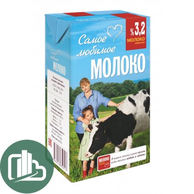 Молоко Самая Любимая 3,2% 1л 1/12