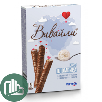 Вафельные трубочки Вивайли вкус пломбира в молочной глазури 19гр 1/32