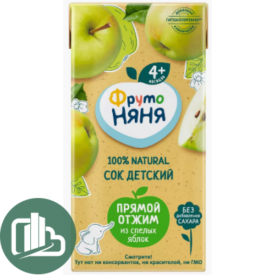 Сок ФрутоНяня 0,2л яблоко 1/18