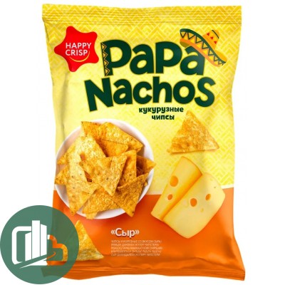 Чипсы "Happy Corn" 150гр Кукурузные Papa Nachos Сыр 1/18