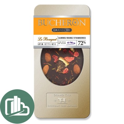 BUCHERON 100гр Горький шоколад с миндалем, апельсином и клубникой 1/10