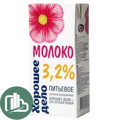 Молоко "Хорошее Дело" 3,2% 1/12 1л