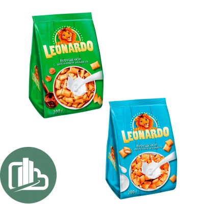 Яшкино Готовый завтрак Leonardo 250гр Подушечки с молочной начинкой 1/10