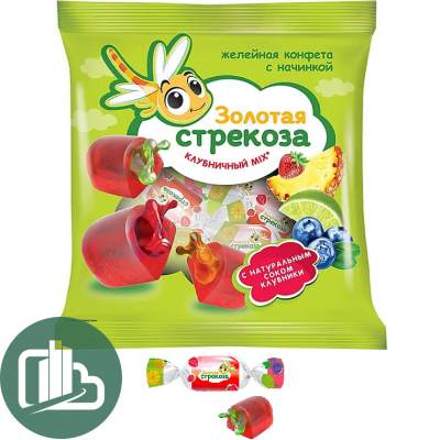 Яшкино Конф. 500гр Золотая стрекоза клубничное ассорти 1/12