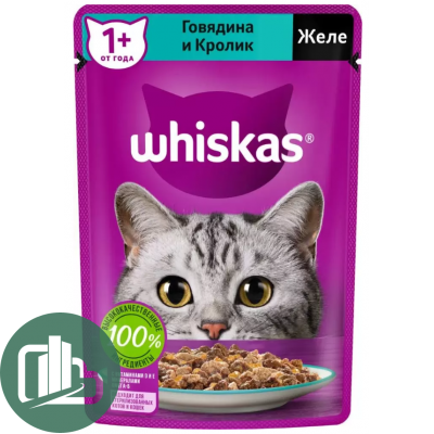 Вискас 75гр Мясная коллекция в желе Говядина кролик 1/28