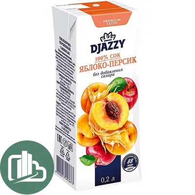 Сок Яблоко Персик DJAZZY 0.2л 1/27