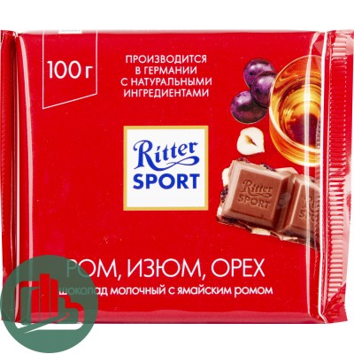 Ритер-спорт 100гр Молочный Орех Ром 1/12 126