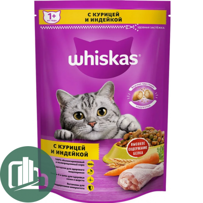 ВИСКАС 350гр Подушечки Паштет с Курицей, Индейкой 1/9