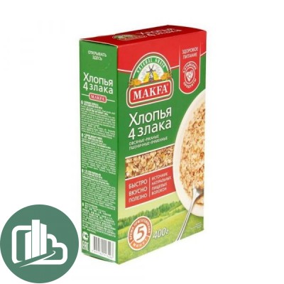 КГ Макфа Хлопья 4 злака 400гр 1/12