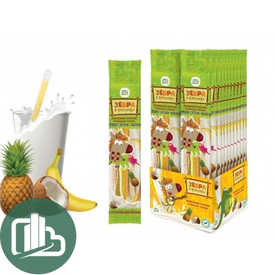 Конфитой Трубочка для молока 30гр ЗЕБРА В КЛЕТОЧКУ 5шт 1/24 (6)