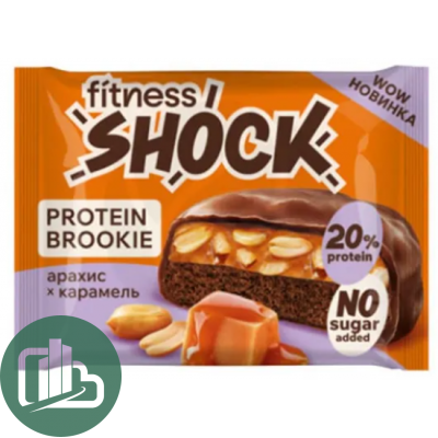 Протеиновый батончик Shok 50гр Бисквит Брауни Арахис Карамель 1/8