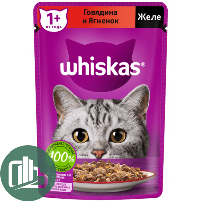 Вискас 75гр в желе Говядина и ягнёнок 1/28