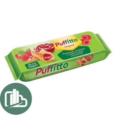 Яшкино Печенье Puffito с малиновой начинкой 125гр 1/16
