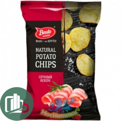 БРУТО Чипсы Бекон 130гр 1/10