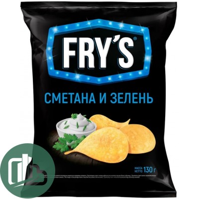 Чипсы FRYS 130гр Нежная сметана и игровая зелень 130гр 1/15