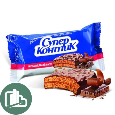 Супер - Контик печенье - сэндвич шоколадный вкус 100гр 1/50