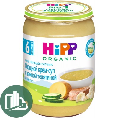 Hipp суп нежные овощи с телятиной 220гр 1/6