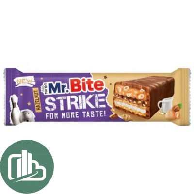 АТВ Шоколадный батончик 40гр Mr.Bite STRIKE Вафельный карамель ФУНДУК 1/24