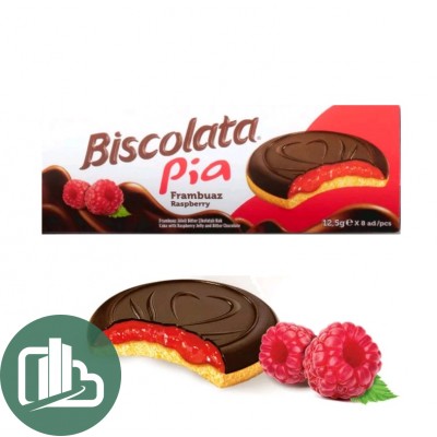 Печенье Biscolata Pia KEK с малиновой начинкой покр с тёмным шоколадом 100гр 1/24