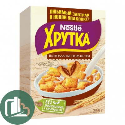 Готов завтрак ХРУТКА 250гр Подушечки Шоколадные 1/16