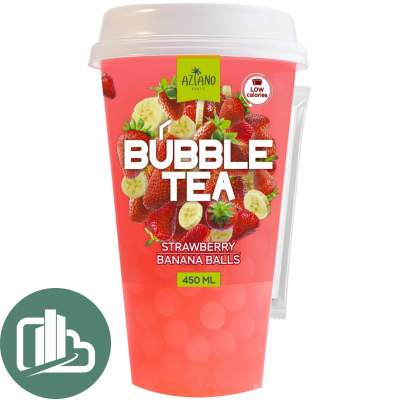 Aziano Bubble Tea со вкусом Клубники и джус болами со вкусом банана 450мл 1/12