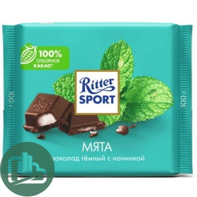 Ритер-спорт 100гр Темный с мятной начинкой 100гр 1/12 286